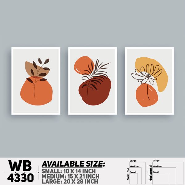 DDecorator Flower & Leaf Abstract Art (Set of 3) Wall Canvas Wall Poster Wall Board - 3 Size Available - WB4330 - DDecorator