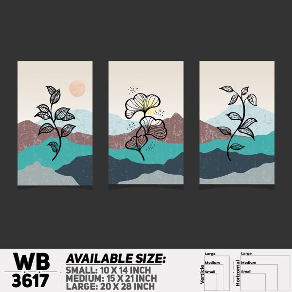 DDecorator Flower And Leaf ArtWork (Set of 3) Wall Canvas Wall Poster Wall Board - 3 Size Available - WB3617 - DDecorator