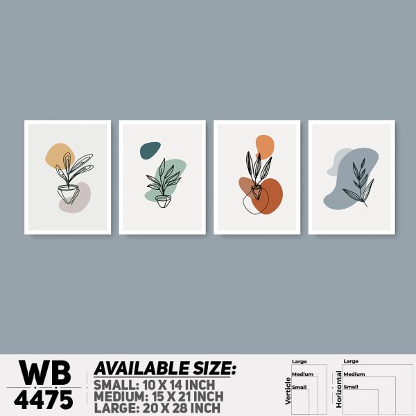DDecorator Leaf With Abstract Art (Set of 4) Wall Canvas Wall Poster Wall Board - 3 Size Available - WB4475 - DDecorator