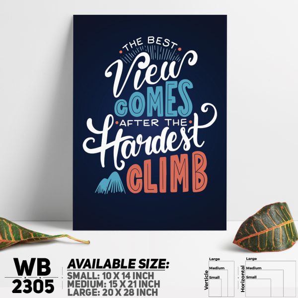 DDecorator Hardest Climb - Travel - Motivational Wall Canvas Wall Poster Wall Board - 3 Size Available - WB2305 - DDecorator