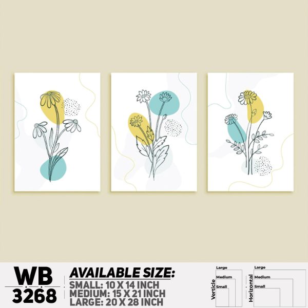 DDecorator Modern Flower ArtWork (Set of 3) Wall Canvas Wall Poster Wall Board - 3 Size Available - WB3268 - DDecorator