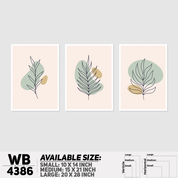 DDecorator Leaf With Abstract Art (Set of 3) Wall Canvas Wall Poster Wall Board - 3 Size Available - WB4386 - DDecorator