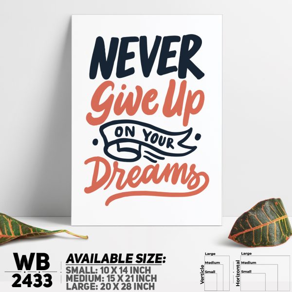 DDecorator Never Give Up - Motivational Wall Canvas Wall Poster Wall Board - 3 Size Available - WB2433 - DDecorator