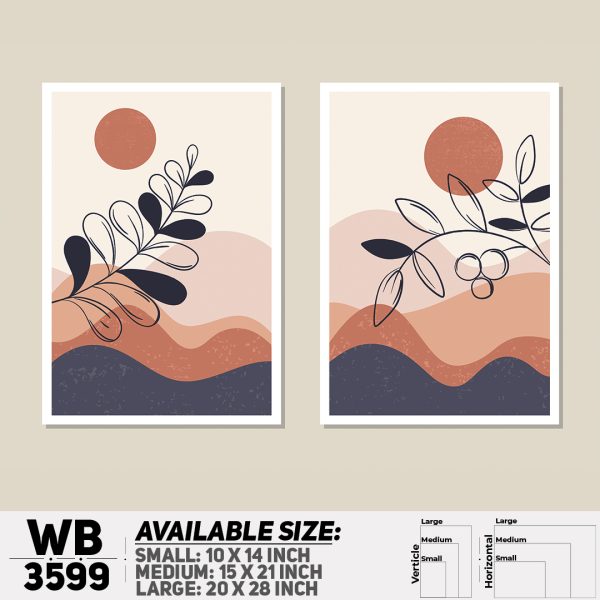 DDecorator Leaf & Horizon Artwork (Set of 2) Wall Canvas Wall Poster Wall Board - 3 Size Available - WB3599 - DDecorator