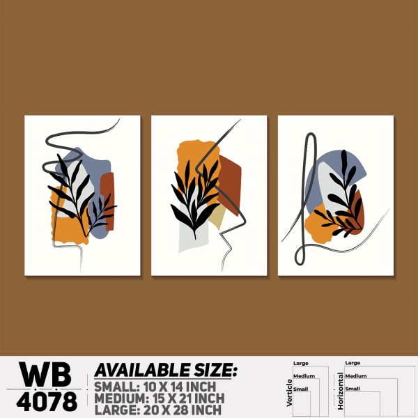 DDecorator Leaf With Abstract Art (Set of 3) Wall Canvas Wall Poster Wall Board - 3 Size Available - WB4078 - DDecorator