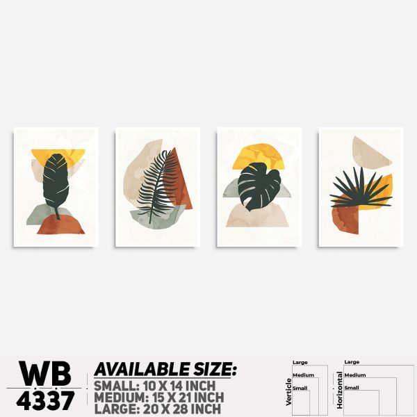 DDecorator Flower & Leaf Abstract Art (Set of 4) Wall Canvas Wall Poster Wall Board - 3 Size Available - WB4337 - DDecorator