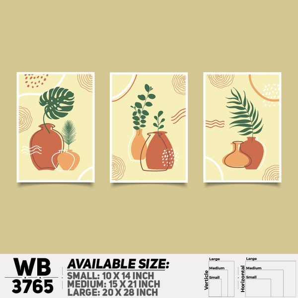 DDecorator Flower And Leaf ArtWork (Set of 3) Wall Canvas Wall Poster Wall Board - 3 Size Available - WB3765 - DDecorator