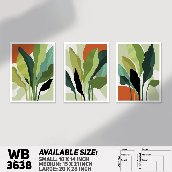 DDecorator Leaf ArtWork (Set of 3) Wall Canvas Wall Poster Wall Board - 3 Size Available - WB3638 - DDecorator
