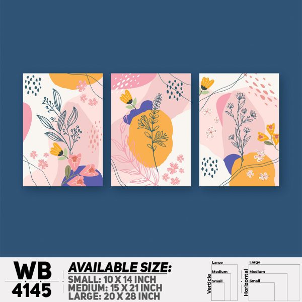 DDecorator Flower & Leaf Abstract Art (Set of 3) Wall Canvas Wall Poster Wall Board - 3 Size Available - WB4145 - DDecorator