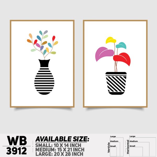 DDecorator Flower And Leaf ArtWork (Set of 2) Wall Canvas Wall Poster Wall Board - 3 Size Available - WB3912 - DDecorator