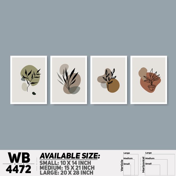 DDecorator Leaf With Abstract Art (Set of 4) Wall Canvas Wall Poster Wall Board - 3 Size Available - WB4472 - DDecorator