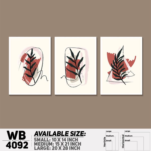 DDecorator Leaf With Abstract Art (Set of 3) Wall Canvas Wall Poster Wall Board - 3 Size Available - WB4092 - DDecorator