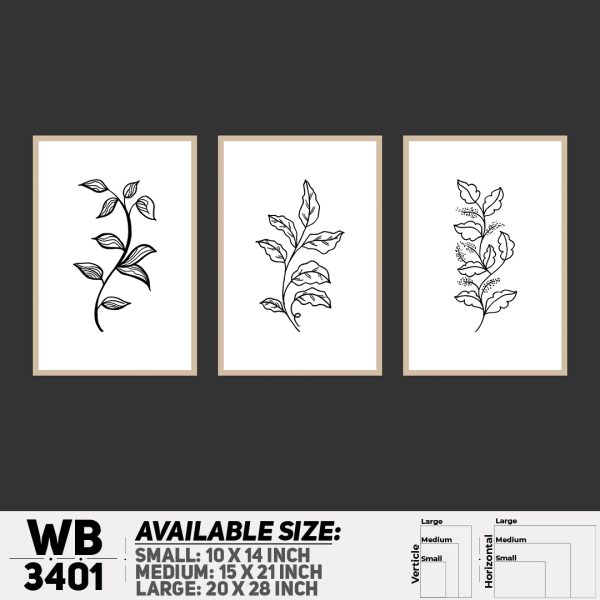 DDecorator Leaf ArtWork (Set of 3) Wall Canvas Wall Poster Wall Board - 3 Size Available - WB3401 - DDecorator