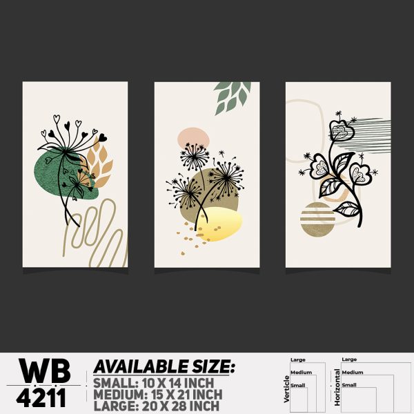 DDecorator Flower & Leaf Line Art (Set of 3) Wall Canvas Wall Poster Wall Board - 3 Size Available - WB4211 - DDecorator
