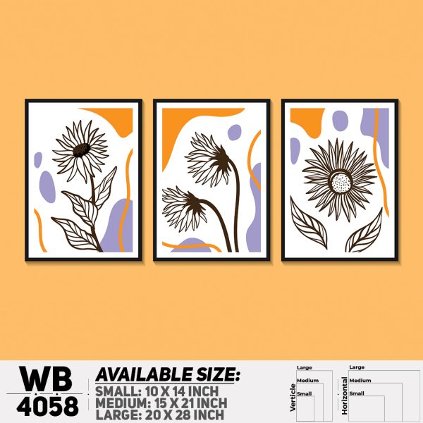 DDecorator Flower & Leaf Abstract Art (Set of 3) Wall Canvas Wall Poster Wall Board - 3 Size Available - WB4058 - DDecorator