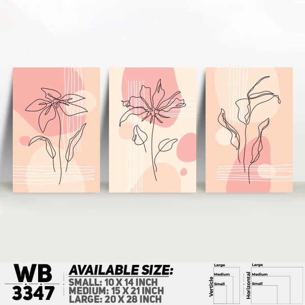 DDecorator Flower And Leaf ArtWork (Set of 3) Wall Canvas Wall Poster Wall Board - 3 Size Available - WB3347 - DDecorator
