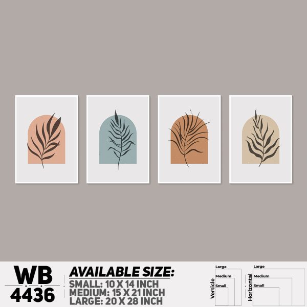 DDecorator Leaf With Abstract Art (Set of 4) Wall Canvas Wall Poster Wall Board - 3 Size Available - WB4436 - DDecorator