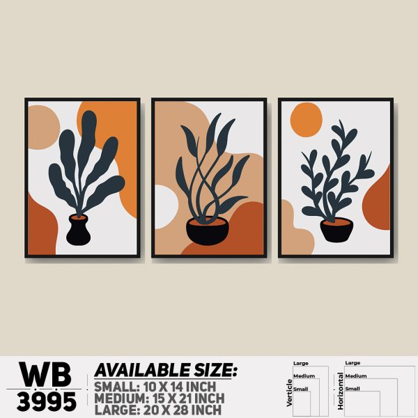 DDecorator Flower & Leaf Abstract Art (Set of 3) Wall Canvas Wall Poster Wall Board - 3 Size Available - WB3995 - DDecorator