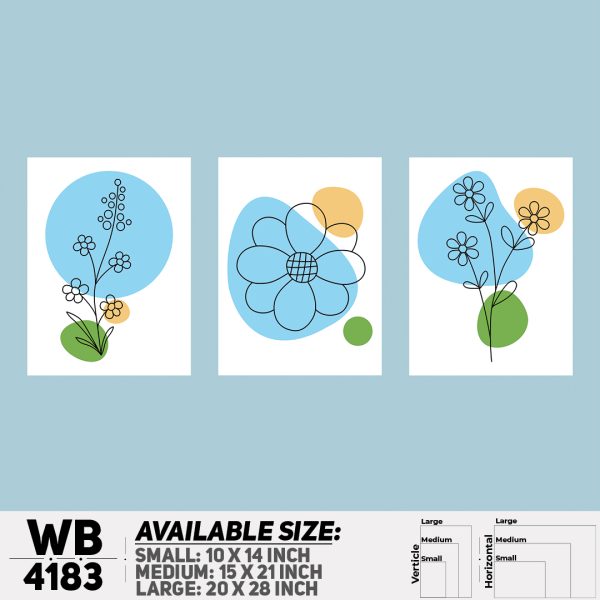 DDecorator Flower & Leaf (Set of 3) Wall Canvas Wall Poster Wall Board - 3 Size Available - WB4183 - DDecorator