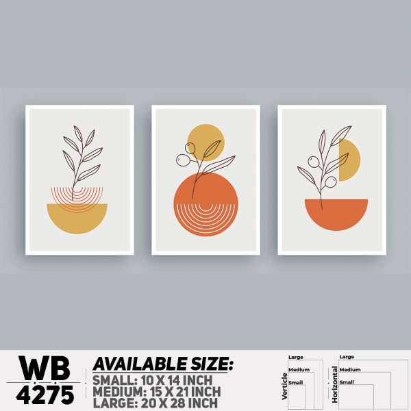 DDecorator Flower & Leaf Abstract Art (Set of 3) Wall Canvas Wall Poster Wall Board - 3 Size Available - WB4275 - DDecorator