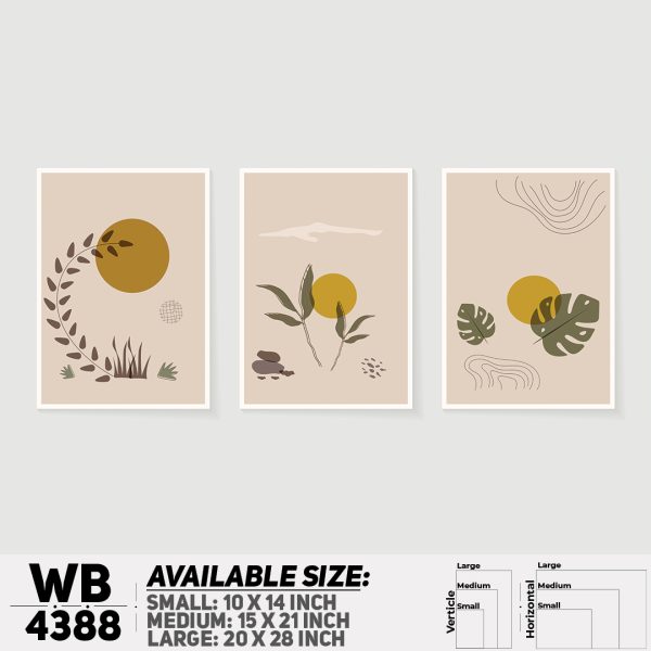 DDecorator Leaf With Abstract Art (Set of 3) Wall Canvas Wall Poster Wall Board - 3 Size Available - WB4388 - DDecorator