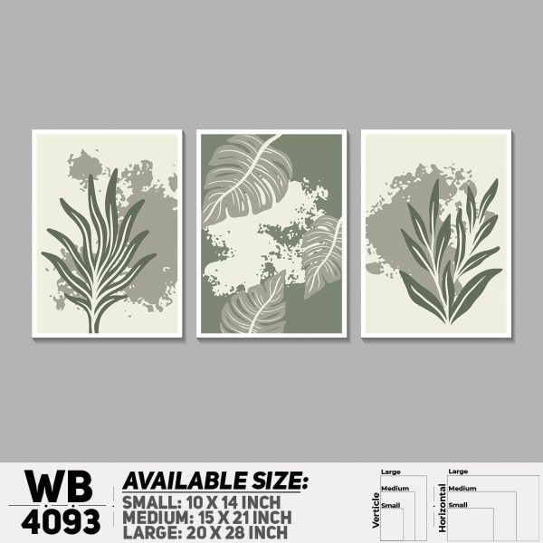 DDecorator Leaf With Abstract Art (Set of 3) Wall Canvas Wall Poster Wall Board - 3 Size Available - WB4093 - DDecorator