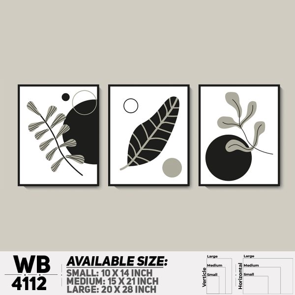 DDecorator Leaf With Abstract Art (Set of 3) Wall Canvas Wall Poster Wall Board - 3 Size Available - WB4112 - DDecorator