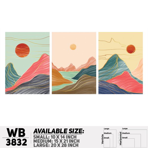 DDecorator Landscape Horizon Art (Set of 3) Wall Canvas Wall Poster Wall Board - 3 Size Available - WB3832 - DDecorator
