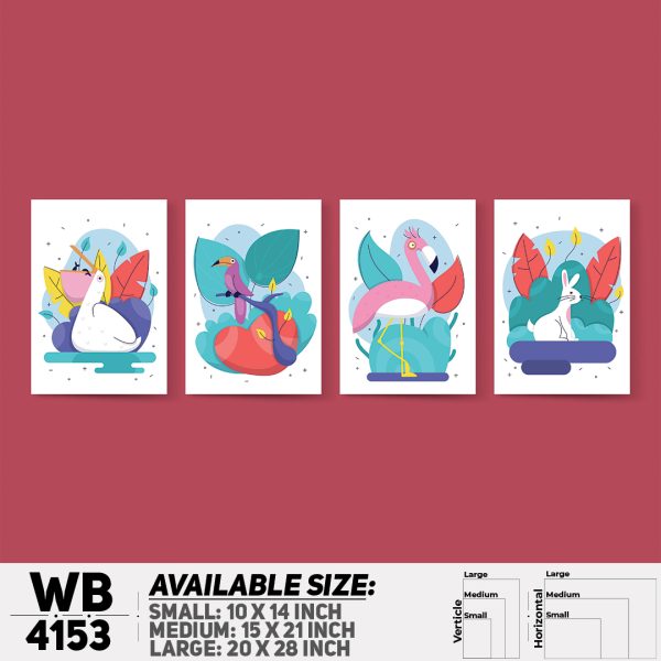DDecorator Creative Animal Abstract Art (Set of 4) Wall Canvas Wall Poster Wall Board - 3 Size Available - WB4153 - DDecorator