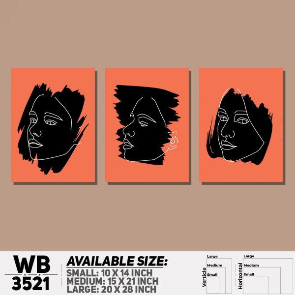 DDecorator Abstract Line Art (Set of 3) Wall Canvas Wall Poster Wall Board - 3 Size Available - WB3521 - DDecorator