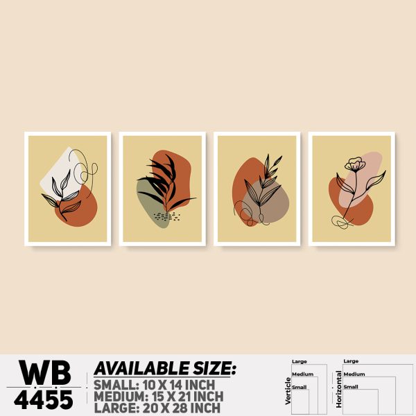 DDecorator Leaf With Abstract Art (Set of 4) Wall Canvas Wall Poster Wall Board - 3 Size Available - WB4455 - DDecorator