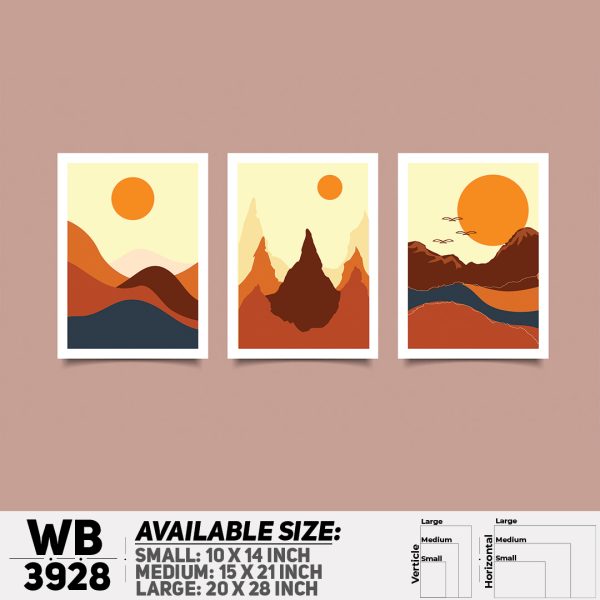 DDecorator Landscape Horizon Art (Set of 3) Wall Canvas Wall Poster Wall Board - 3 Size Available - WB3928 - DDecorator