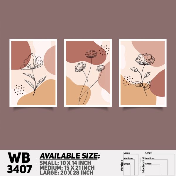 DDecorator Flower And Leaf ArtWork (Set of 3) Wall Canvas Wall Poster Wall Board - 3 Size Available - WB3407 - DDecorator
