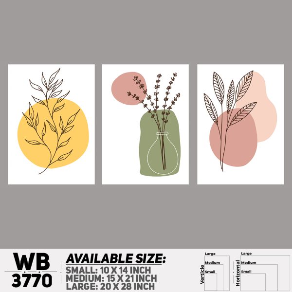 DDecorator Flower And Leaf ArtWork (Set of 3) Wall Canvas Wall Poster Wall Board - 3 Size Available - WB3770 - DDecorator