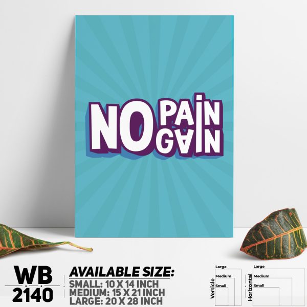 DDecorator No Pain No Gain - Gym - Motivational Wall Canvas Wall Poster Wall Board - 3 Size Available - WB2140 - DDecorator