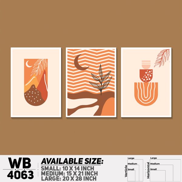 DDecorator Leaf With Abstract Art (Set of 3) Wall Canvas Wall Poster Wall Board - 3 Size Available - WB4063 - DDecorator