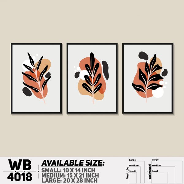 DDecorator Leaf With Abstract Art (Set of 3) Wall Canvas Wall Poster Wall Board - 3 Size Available - WB4018 - DDecorator