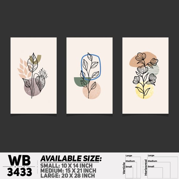 DDecorator Flower And Leaf ArtWork (Set of 3) Wall Canvas Wall Poster Wall Board - 3 Size Available - WB3433 - DDecorator