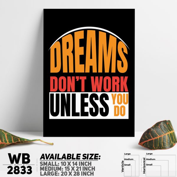 DDecorator Dreams Don't Word Unless You Do - Motivational Wall Canvas Wall Poster Wall Board - 3 Size Available - WB2833 - DDecorator