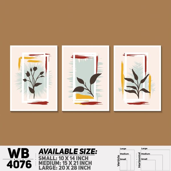 DDecorator Leaf With Abstract Art (Set of 3) Wall Canvas Wall Poster Wall Board - 3 Size Available - WB4076 - DDecorator