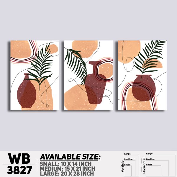 DDecorator Flower And Leaf ArtWork (Set of 3) Wall Canvas Wall Poster Wall Board - 3 Size Available - WB3827 - DDecorator