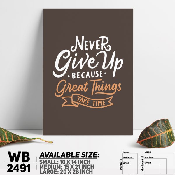 DDecorator Never Give Up - Motivational Wall Canvas Wall Poster Wall Board - 3 Size Available - WB2491 - DDecorator