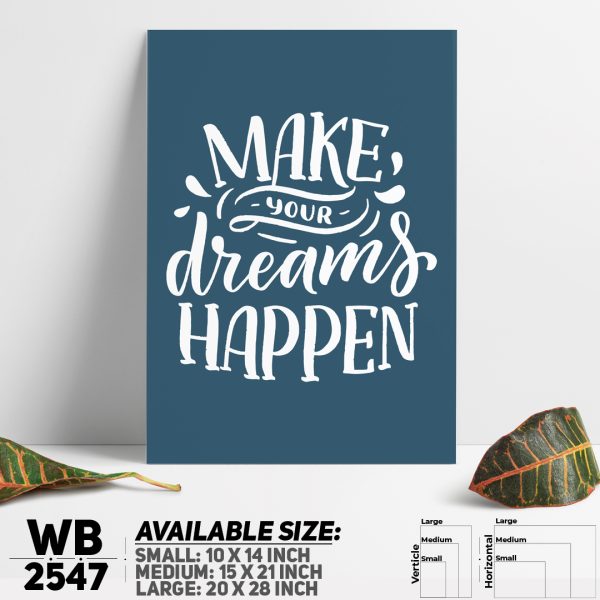 DDecorator Make Your Dream Happen - Motivational Wall Canvas Wall Poster Wall Board - 3 Size Available - WB2547 - DDecorator