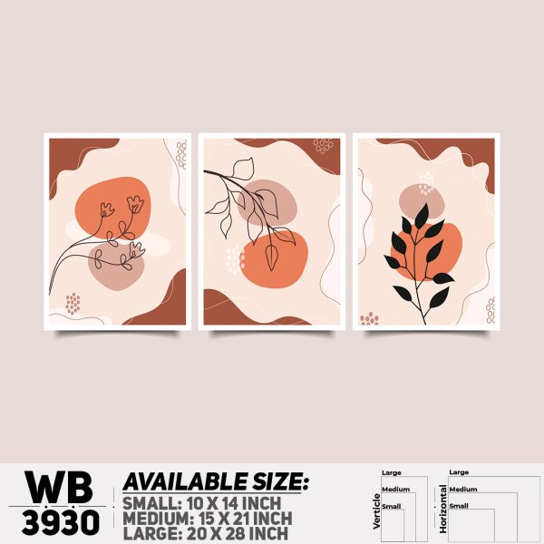 DDecorator Flower And Leaf ArtWork (Set of 3) Wall Canvas Wall Poster Wall Board - 3 Size Available - WB3930 - DDecorator