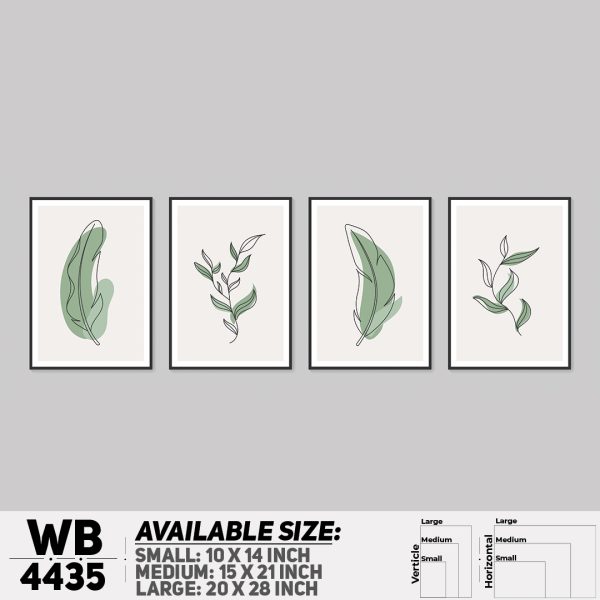 DDecorator Leaf With Abstract Art (Set of 4) Wall Canvas Wall Poster Wall Board - 3 Size Available - WB4435 - DDecorator