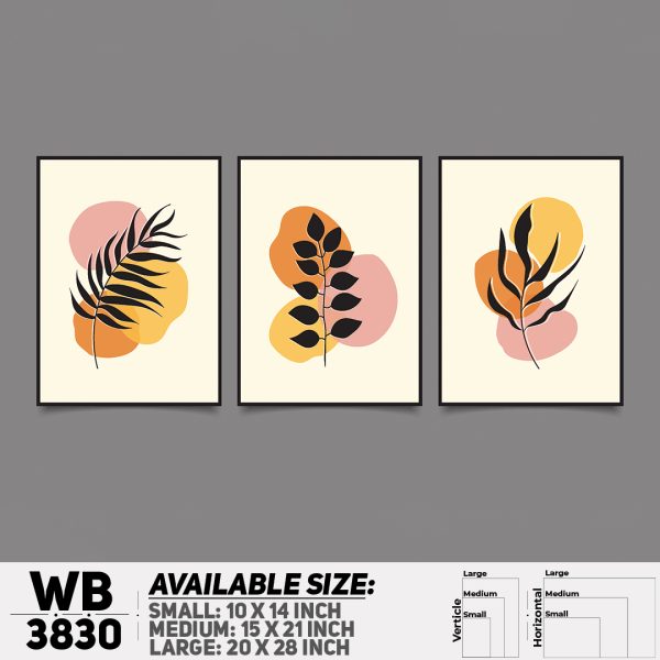 DDecorator Flower And Leaf ArtWork (Set of 3) Wall Canvas Wall Poster Wall Board - 3 Size Available - WB3830 - DDecorator