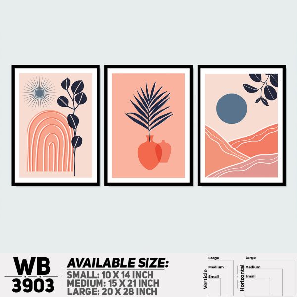 DDecorator Flower And Leaf ArtWork (Set of 3) Wall Canvas Wall Poster Wall Board - 3 Size Available - WB3903 - DDecorator