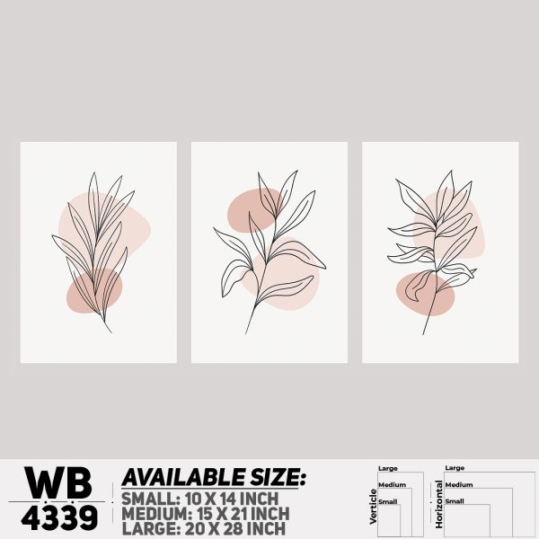 DDecorator Flower & Leaf Abstract Art (Set of 3) Wall Canvas Wall Poster Wall Board - 3 Size Available - WB4339 - DDecorator