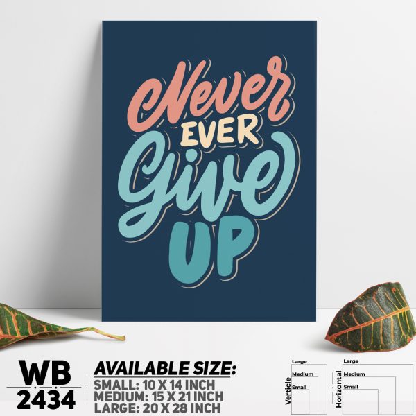 DDecorator Never Give Up - Motivational Wall Canvas Wall Poster Wall Board - 3 Size Available - WB2434 - DDecorator
