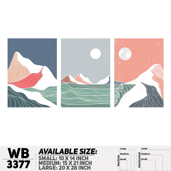DDecorator Landscape Horizon Art (Set of 3) Wall Canvas Wall Poster Wall Board - 3 Size Available - WB3377 - DDecorator